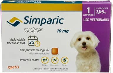 Zoetis Simparic 10Mg 2 6 Até 5Kg 1Cp Para Cães