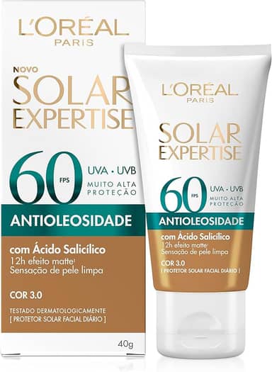 L’Oréal Paris Protetor Solar Facial L'Oréal Paris Solar Expertise Antioleosidade Fps60 Cor 3.0 Média 40G
