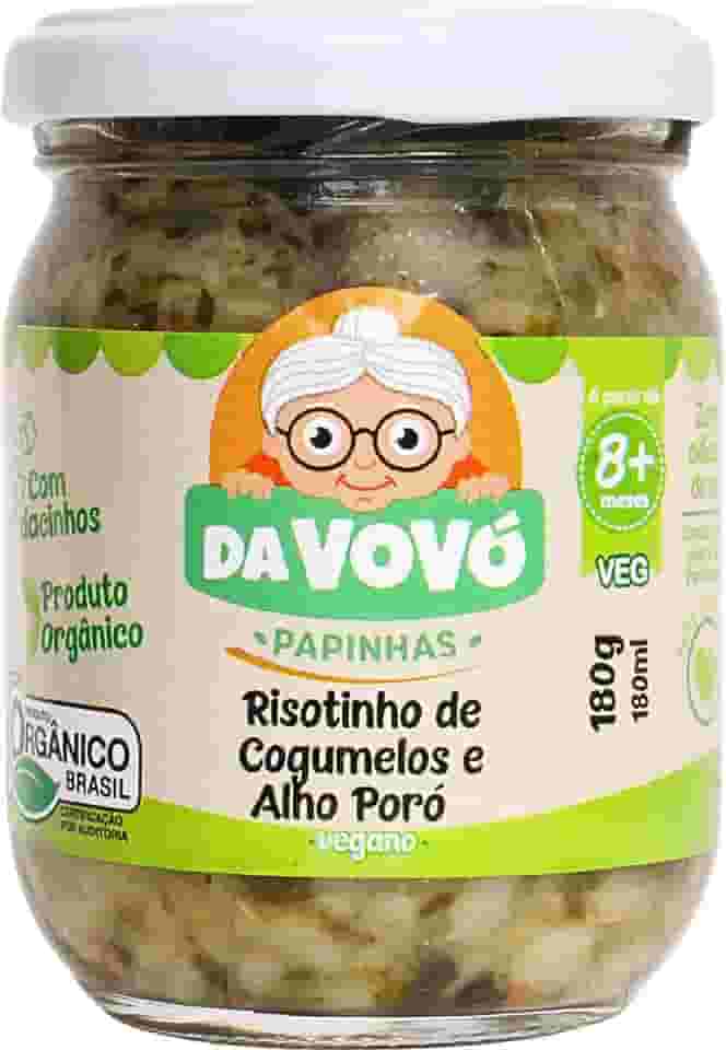 Da Vovó, Papinha Infantil, Vegana, Linha +8, Risotinho de Cogumelo e Alho poró, 200ml