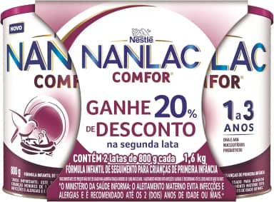 Fórmula Infantil Nanlac Comfor 1 a 3 anos 800g 2 unidades