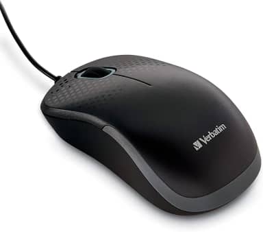 Verbatim Mouse óptico com fio silencioso USB - Mouse de computador silencioso sem ruído com fio para PC, Mac, laptop, Chromebook - preto 70749