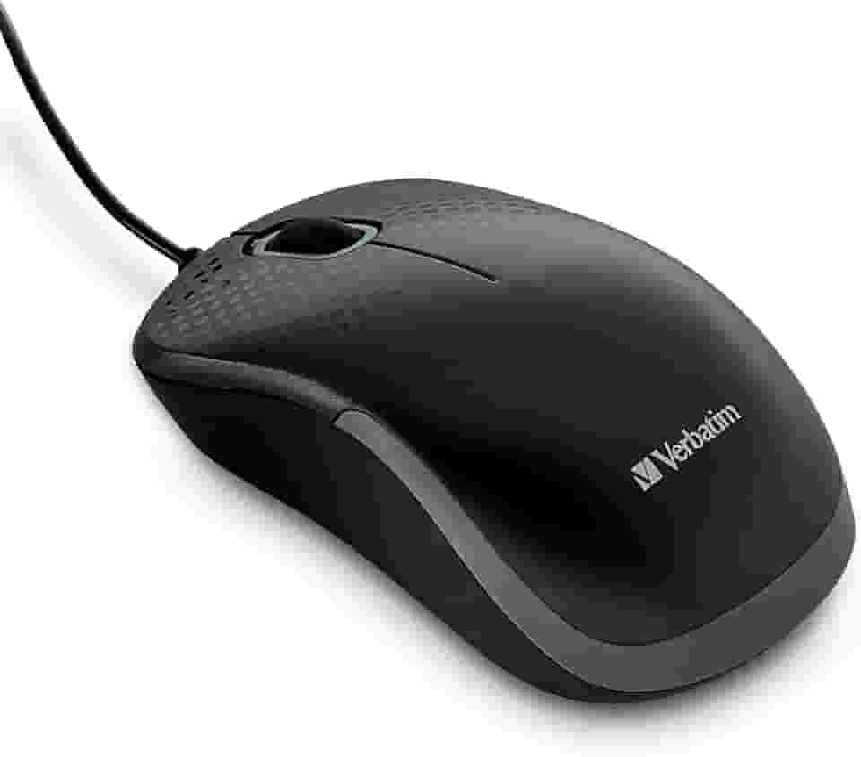 Verbatim Mouse óptico com fio silencioso USB - Mouse de computador silencioso sem ruído com fio para PC, Mac, laptop, Chromebook - preto 70749