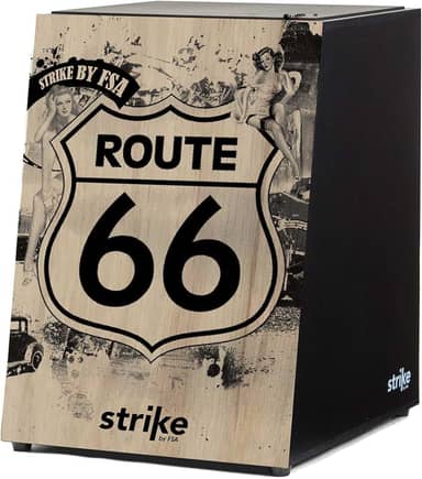 Cajon FSA Handcrafted Professional Percussion Instrument - Deep Bass, Crisp Snare Sound, Brazilian Wood, Ergonomic Tilt Design Sk4010 Route 66