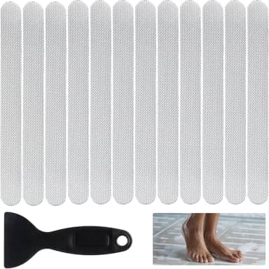 Adesivos de chuveiro antiderrapantes, adesivos de banheira antiderrapantes 12 peças tiras de banheira de segurança com raspador fitas adesivas de piso para banheiro banheira banheira chuveiro