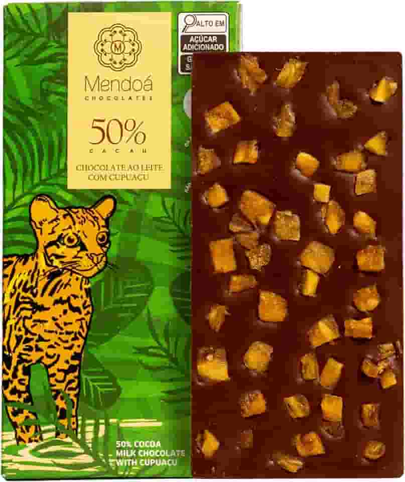 Mendoá, Barra de chocolate premium 50% de cacau ao leite com cupuaçu, Brasilis, 80 gramas
