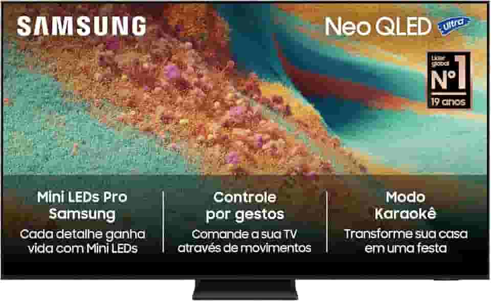 Samsung Vision AI TV 55' NEO QLED Ultra 4K QN85F 2025, Mini LED, Processador com AI, Controle por Gestos, Modo AI, Painel até 144hz, Dolby Atmos®